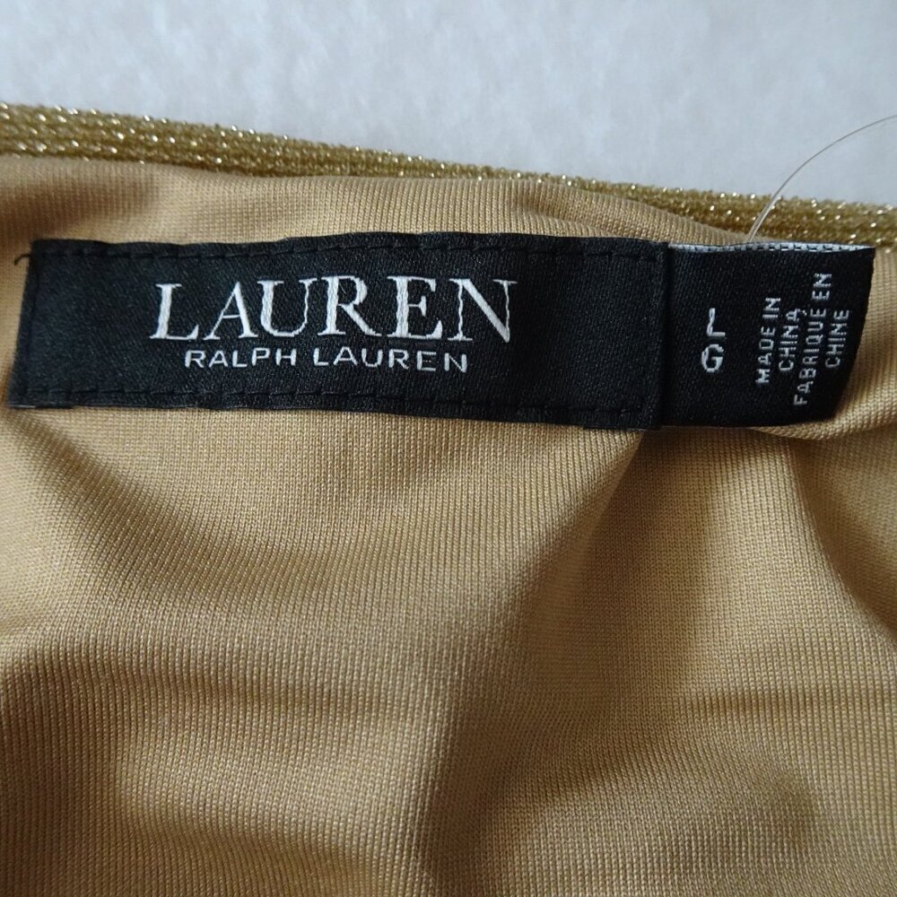 Ralph Lauren Gold Sparkle Skirt Women's Size L Gold Shimmer Holiday Wedding - Picture 9 of 12